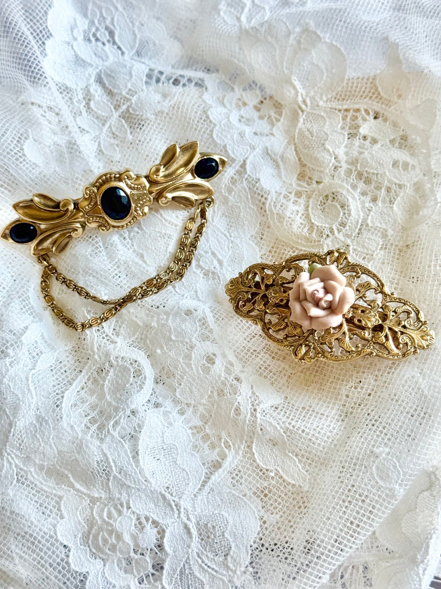 Vintage Bridal Hairpiece with Rose Detail