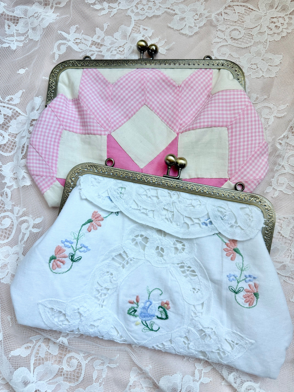 Handmade Battenburg Lace Bridal Clutch