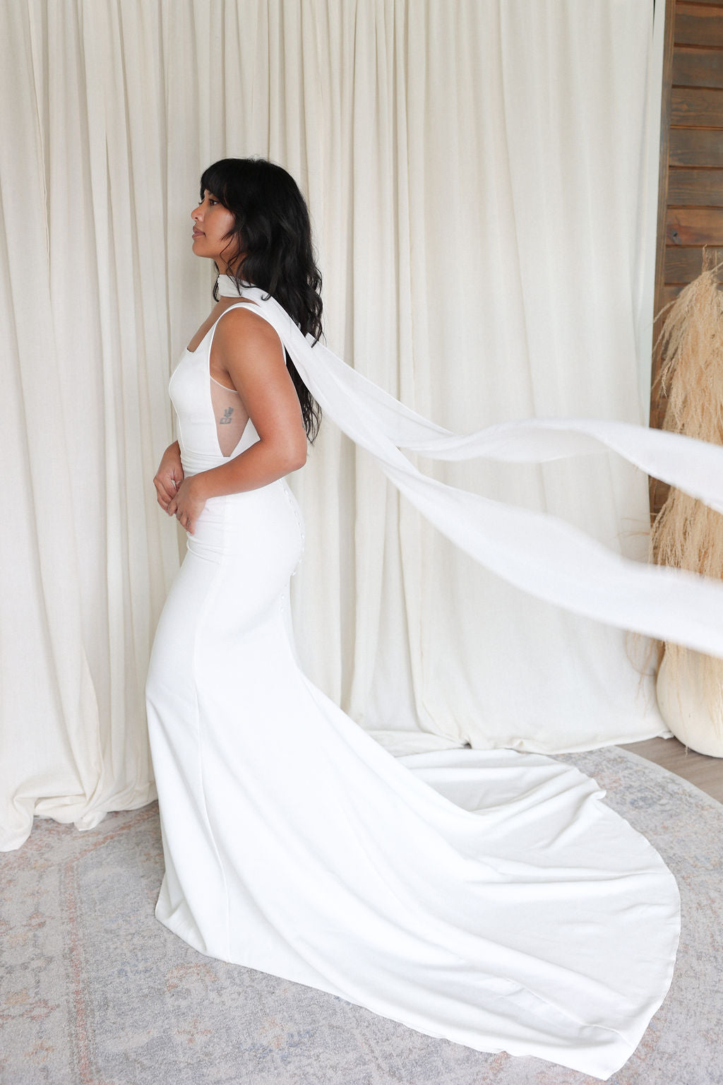 silk scarf wedding dress Two Piece Wedding Dress Featuring A Silk Scarf / Bridal Separates / Simple Wedding Dress / Corset Wedding Dress / Minimalist Wedding Dress