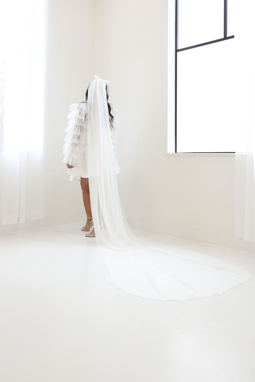 Bride Wearing Chiffon Veil