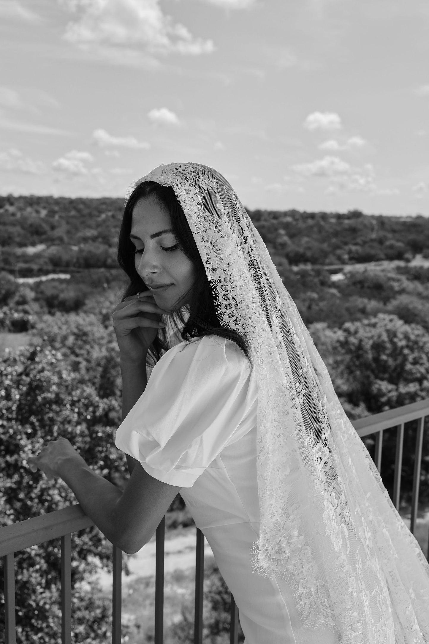Bride wearing vintage short wedding dress