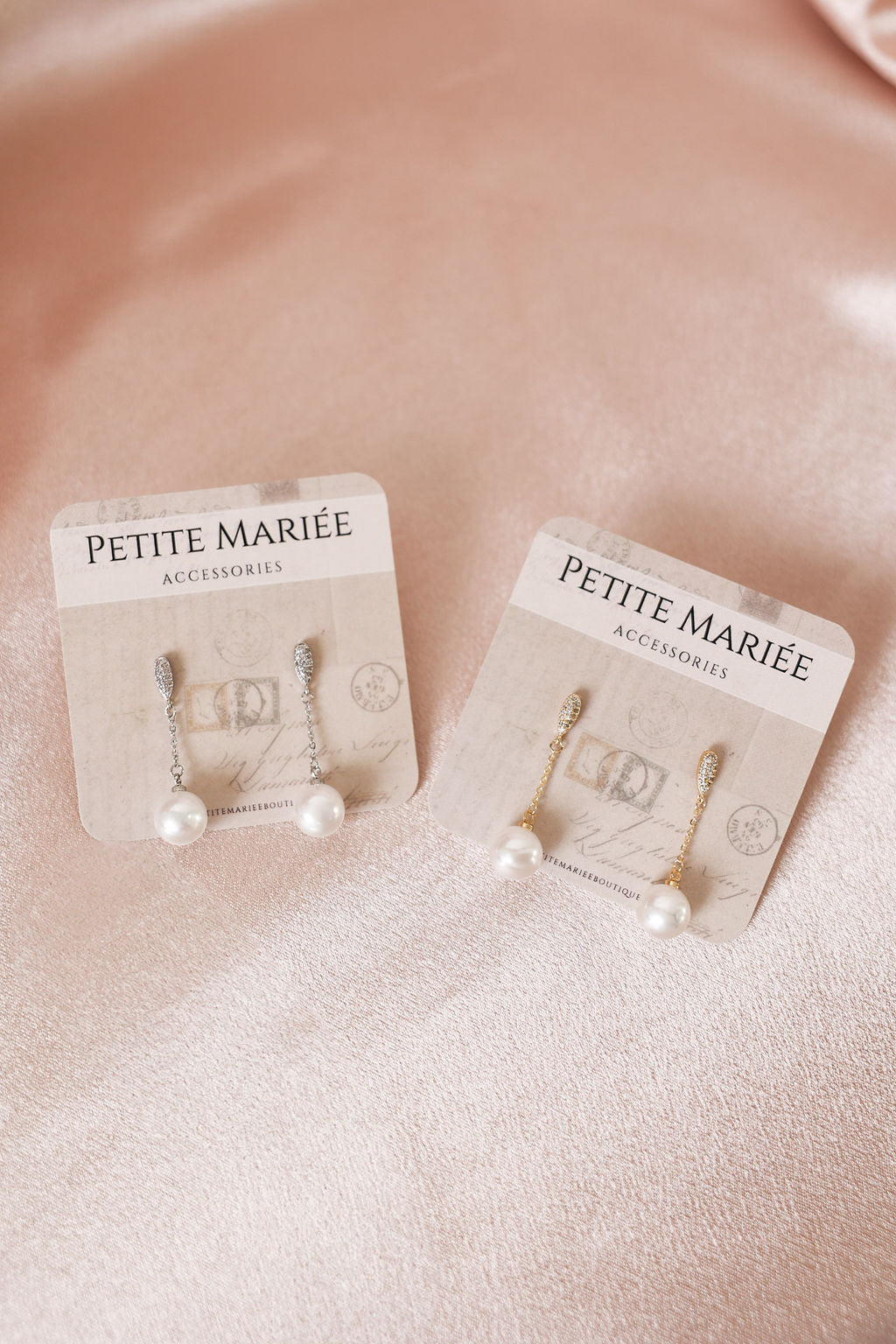 Simple Pearl Wedding Earrings in Gold SIlver