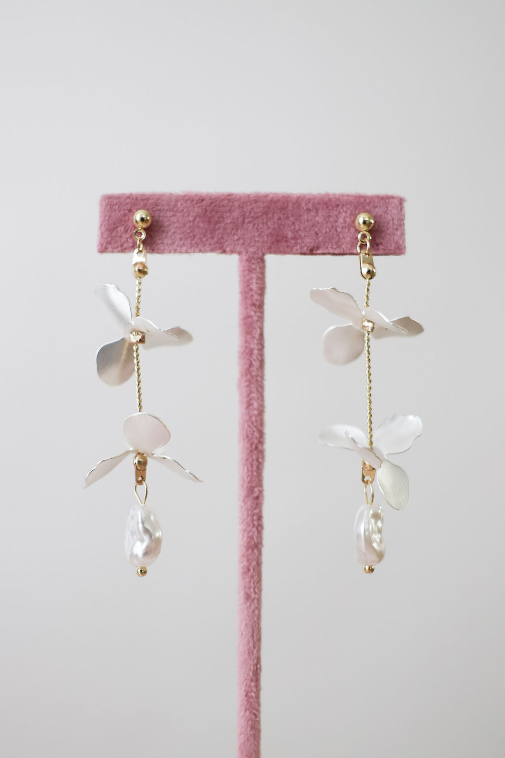 Floral Pearl Wedding Earrings For Brides