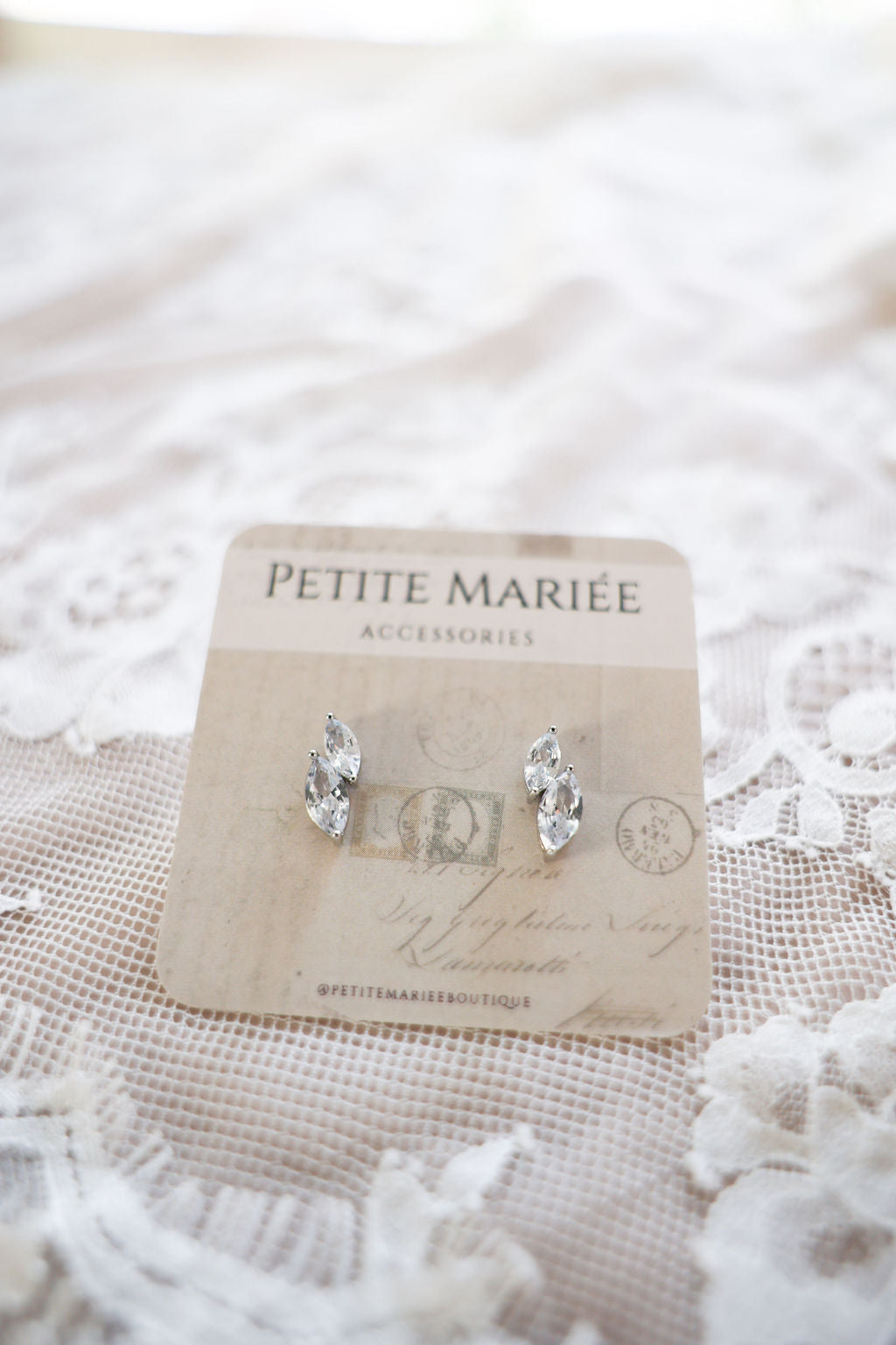 Two Stone Crystal Earrings For Brides