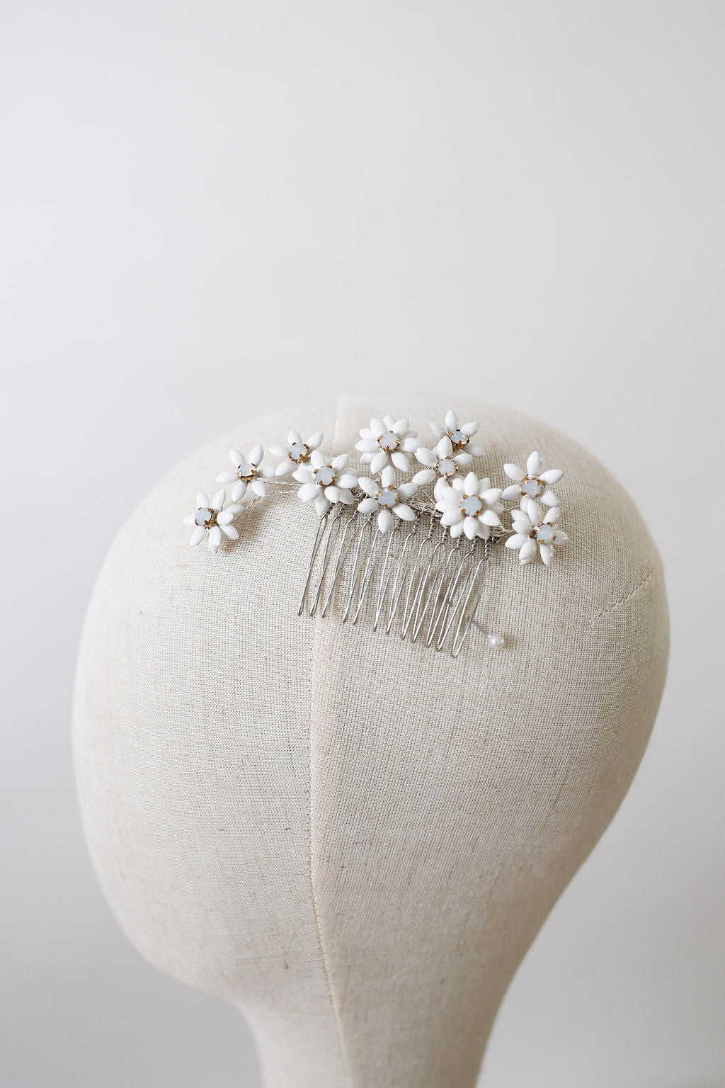 White Opal Floral Wedding Hair Comb