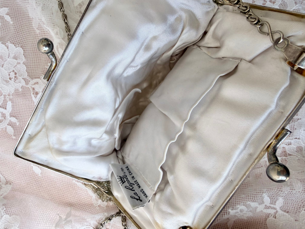 Vintage Silver Beaded Wedding Purse