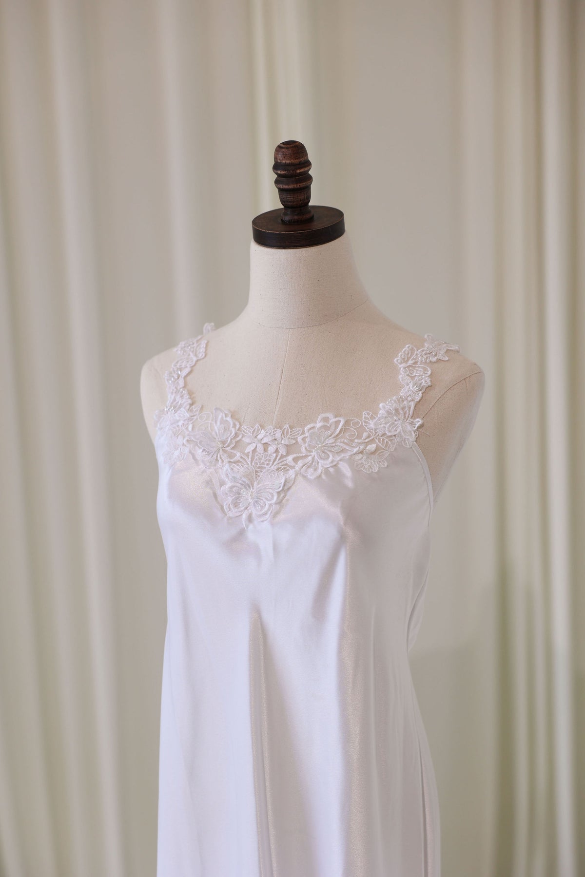 Vintage Bridal Slip Dress with Lace Accents