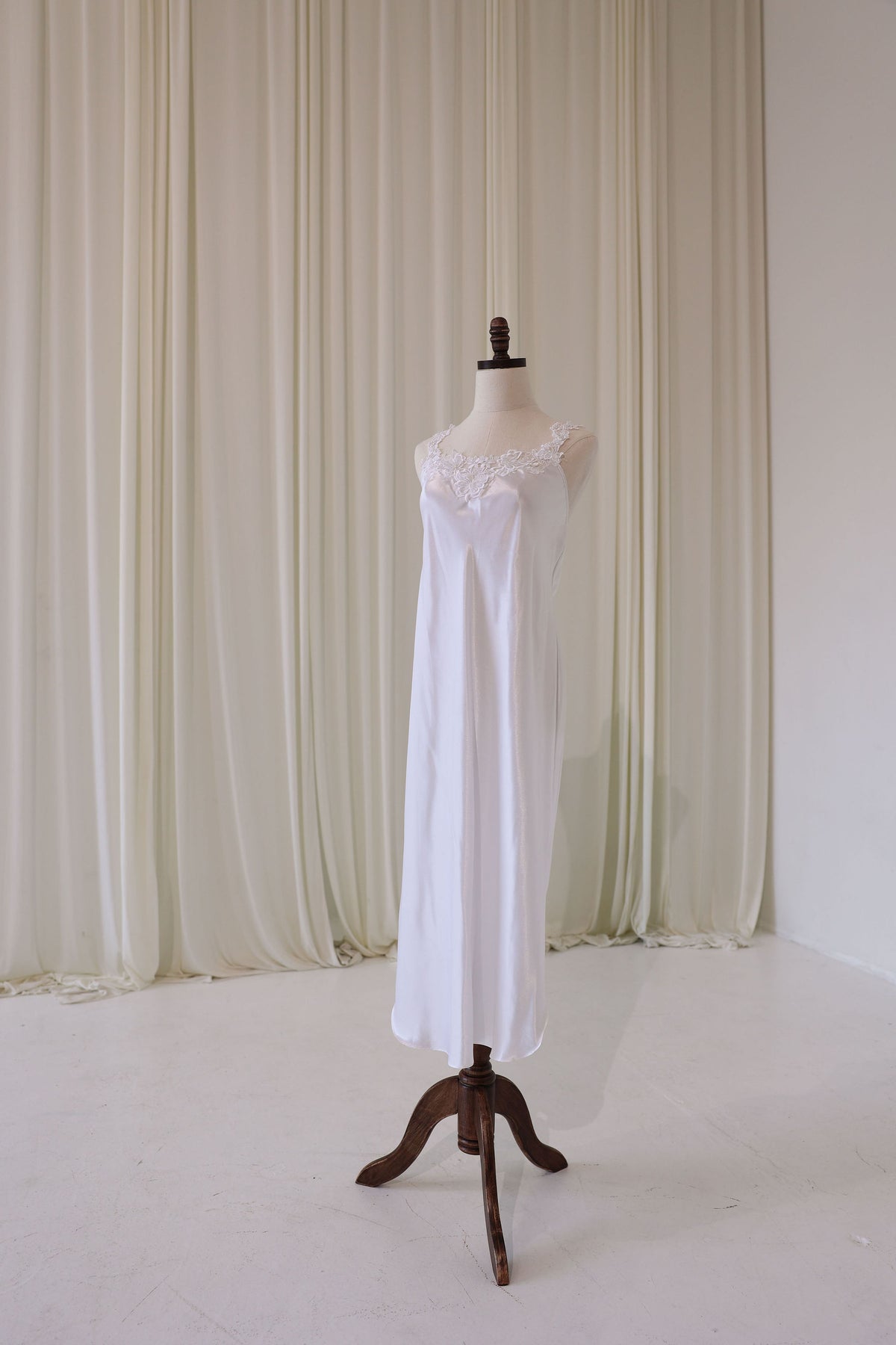 Vintage Bridal Slip Dress with Lace Accents