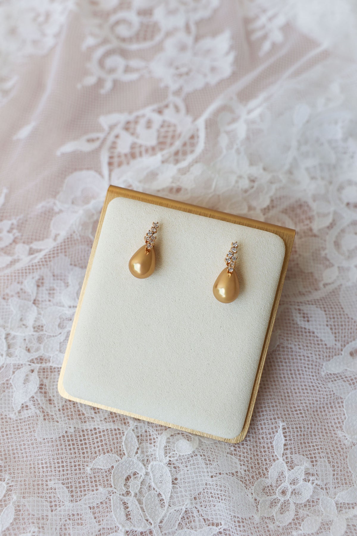 Bronze Teardrop Wedding Earrings