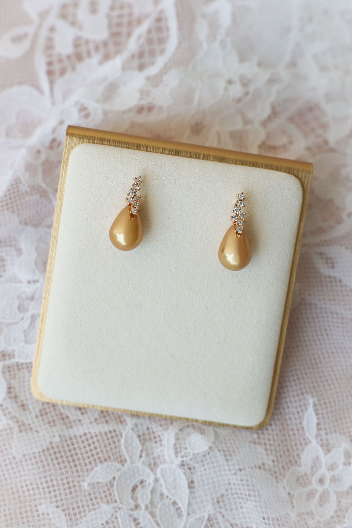 Bronze Teardrop Wedding Earrings