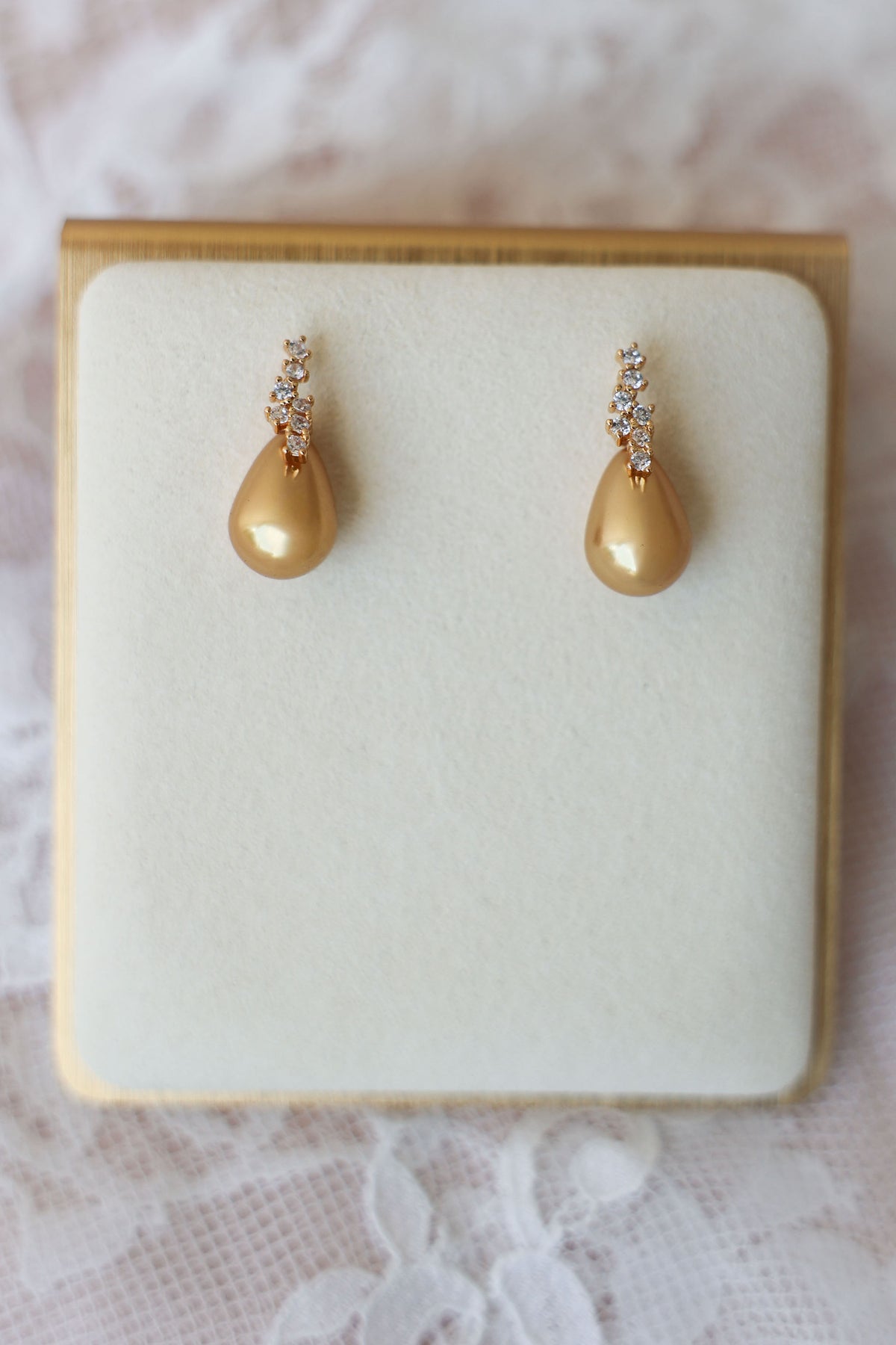 Bronze Teardrop Wedding Earrings