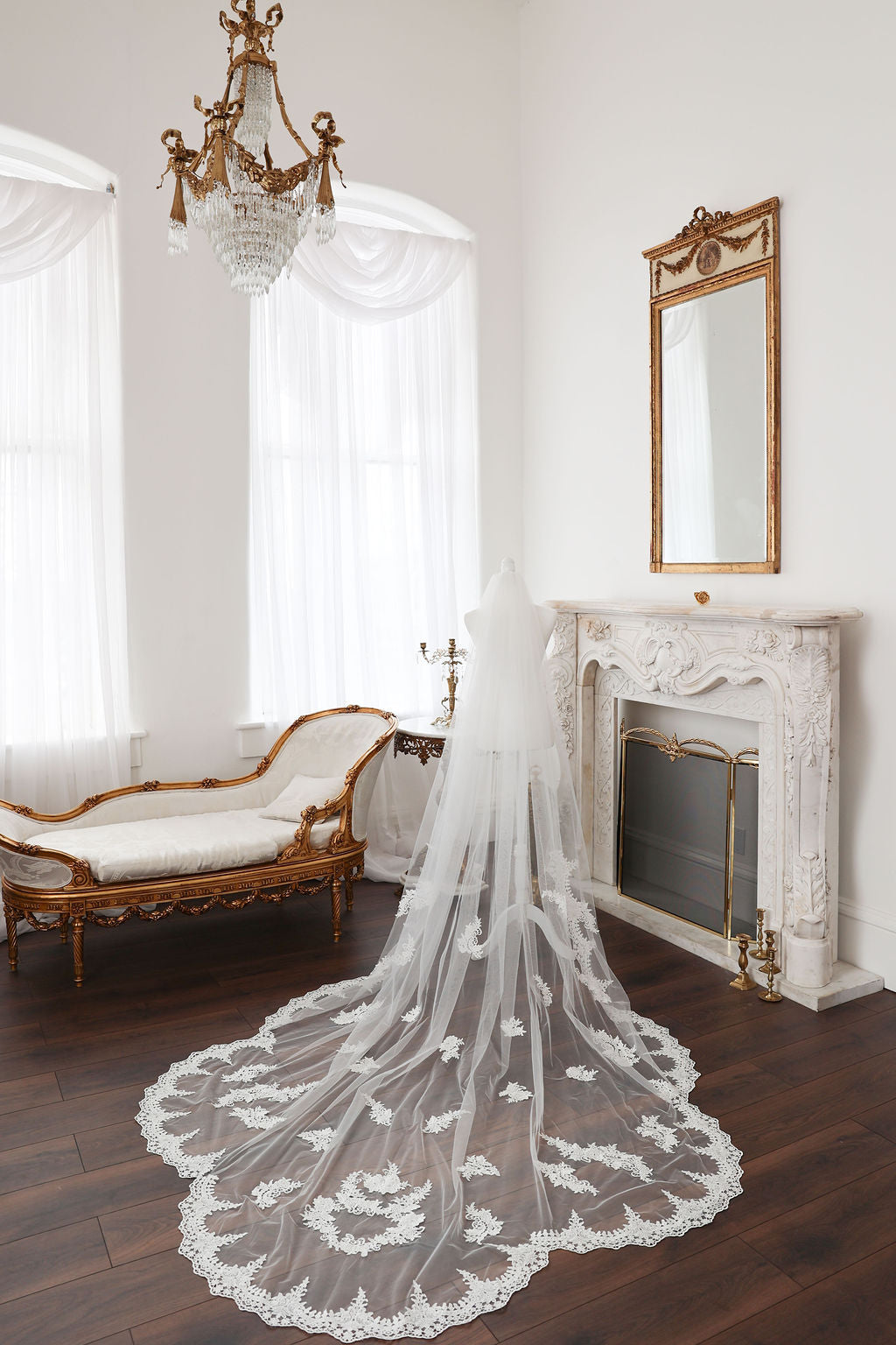 Crochet Lace Cathedral Length Wedding Veil