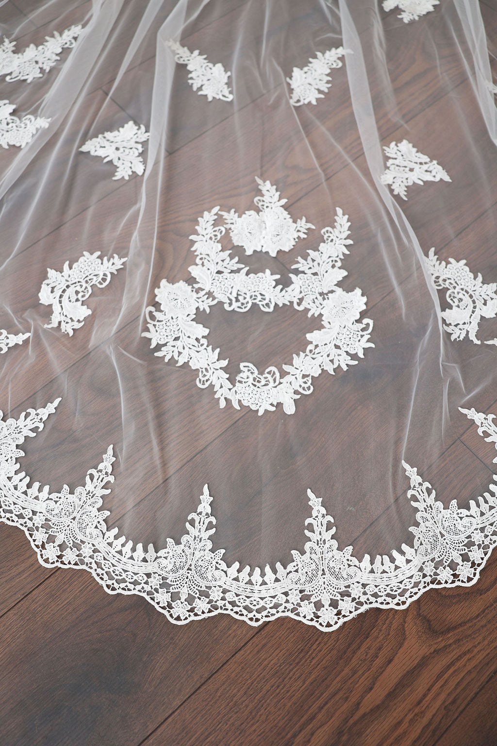 Crochet Lace Cathedral Length Wedding Veil