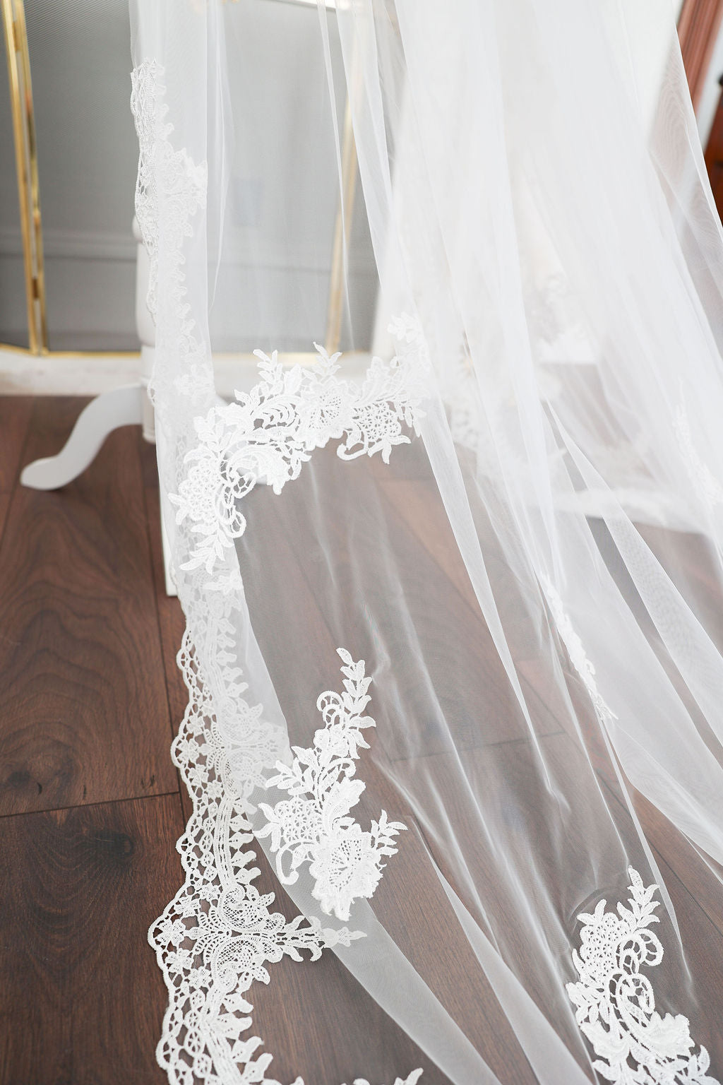 Crochet Lace Cathedral Length Wedding Veil