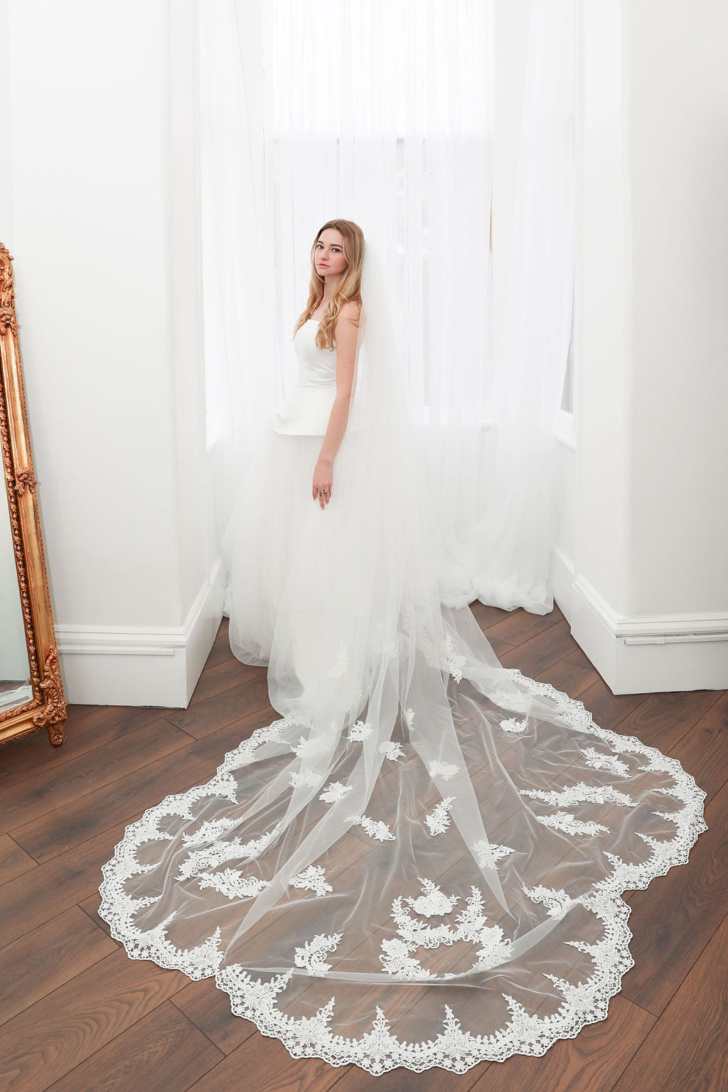 Crochet Lace Cathedral Length Wedding Veil