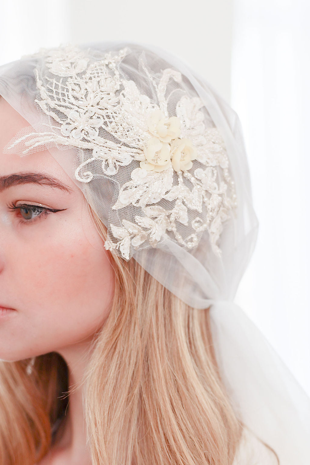 Juliet Veil with Floral Embellishments