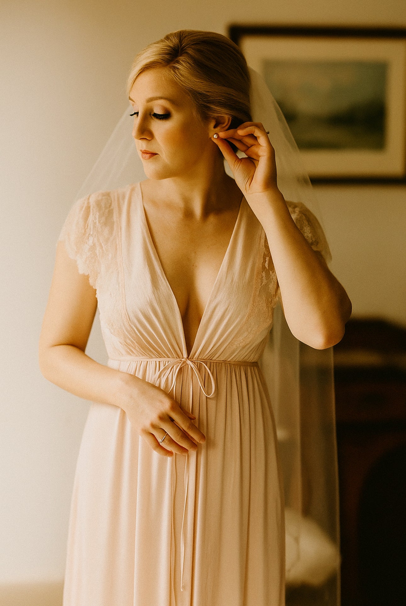 Vintage Slip Dress Bride Getting Ready Outfit