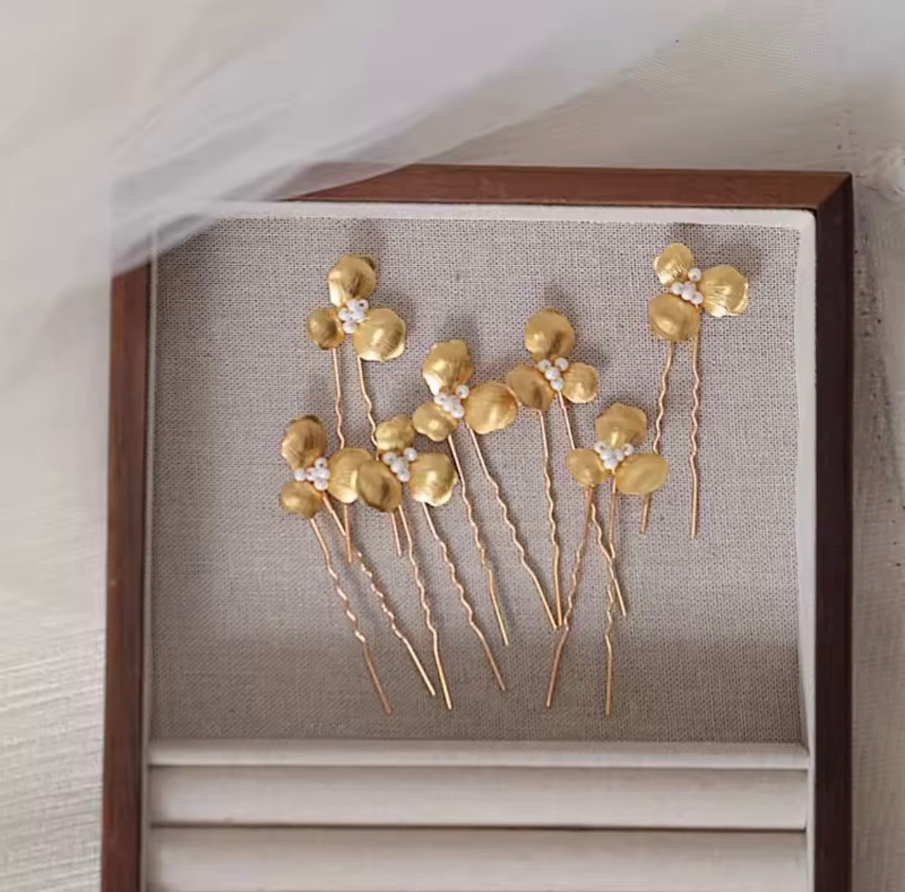 Arabella Gold Floral Hair Pins - Set of 6