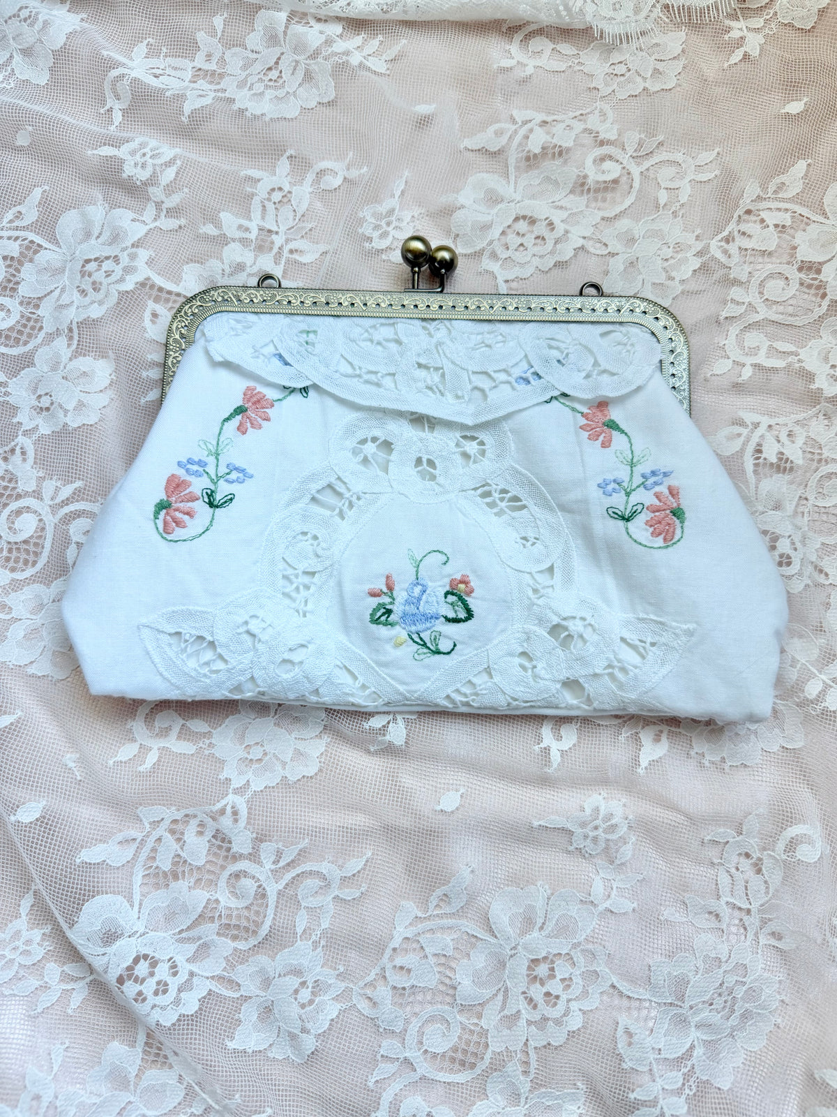 Handmade Battenburg Lace Bridal Clutch