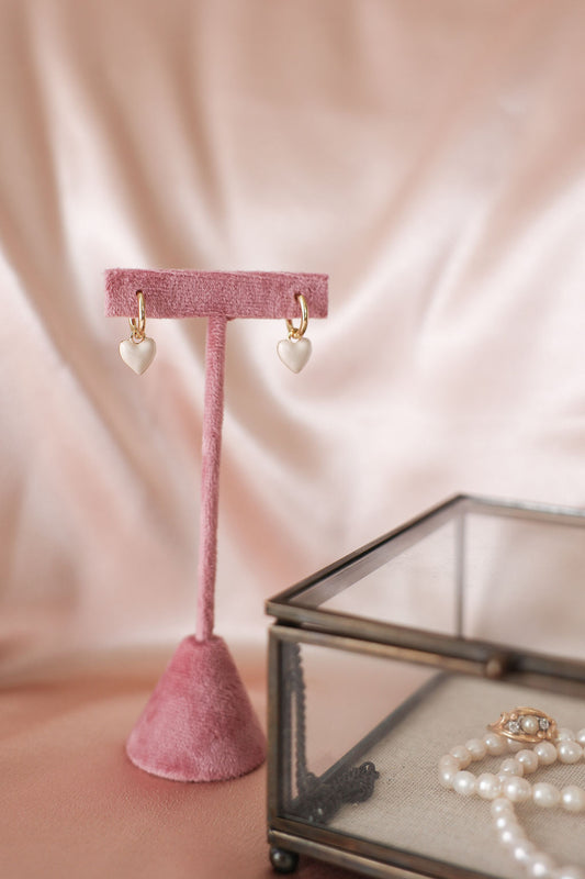 White Heart Earrings for Brides