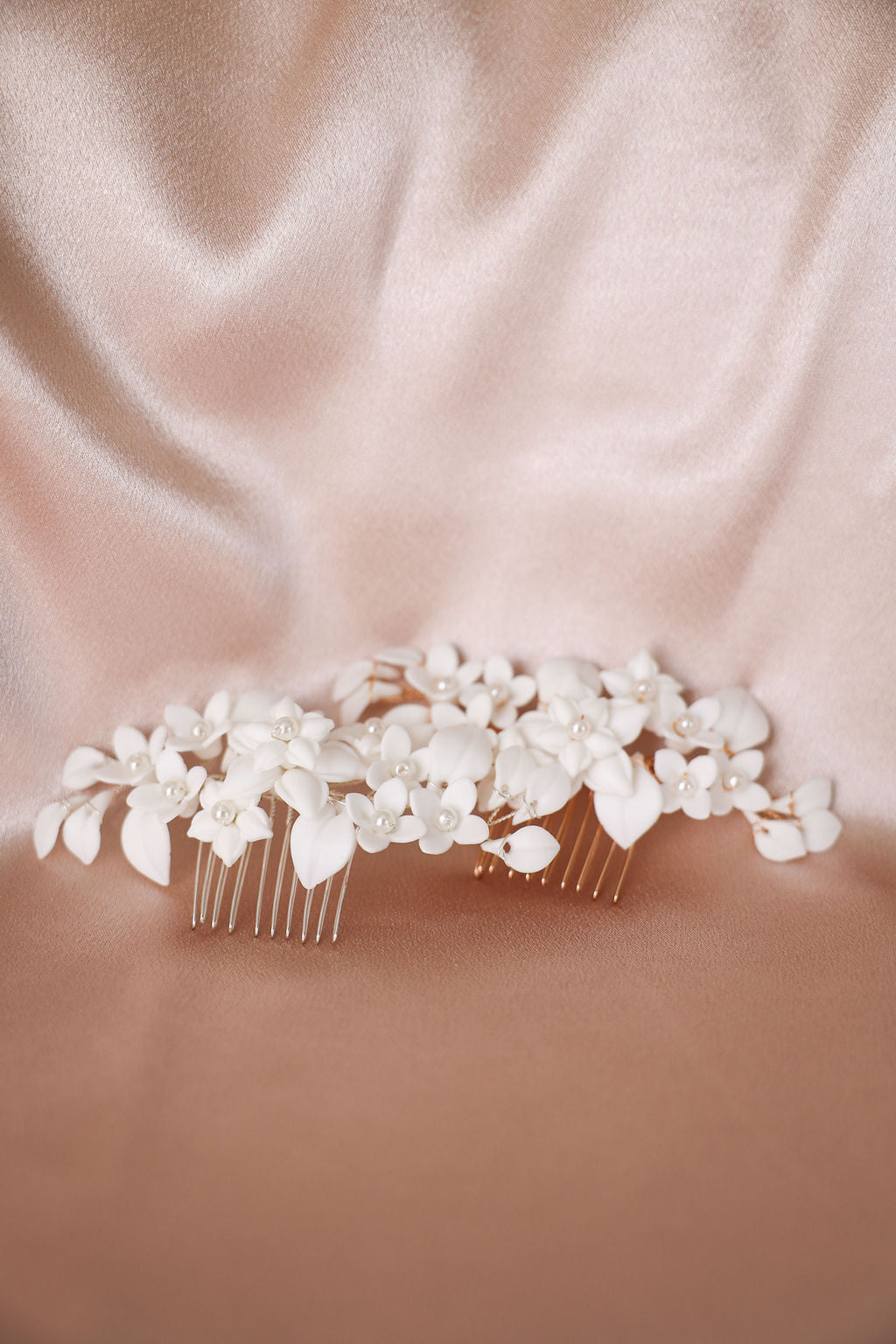 White Porcelain Floral Wedding Hairpiece New for 2025 Brides
